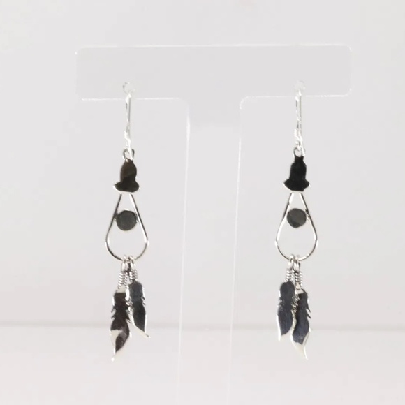 Native America Navajo Sterling Silver Coral & Turquoise Dangling Earring - Picture 4 of 4